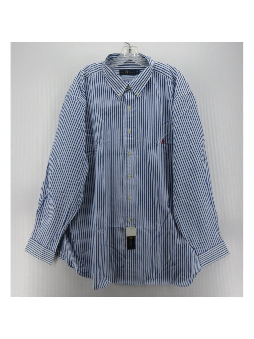 Ralph Lauren Shirt 3XB Big White Button Down Striped Preppy Red Pony